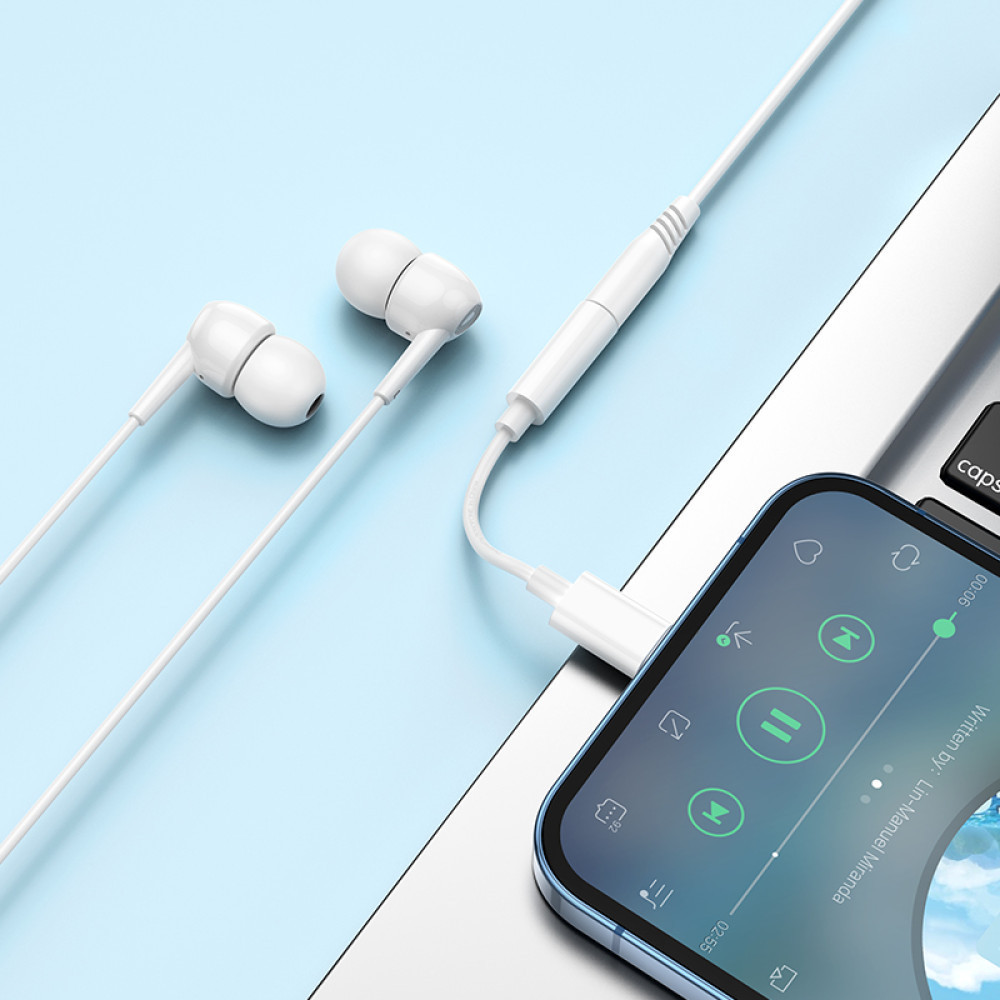 Адаптер BOROFONE BV21 для подключения наушников iPhone белый Киев - изображение 2