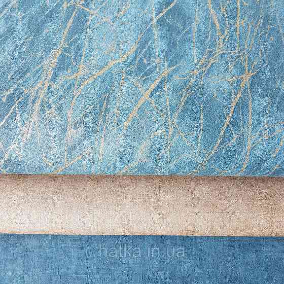 Шпалери вінілові на флізелін Rasch Factory 0.53х10,05 абстракція зріз каменю під мармур бірюзові золото 428957 Київ