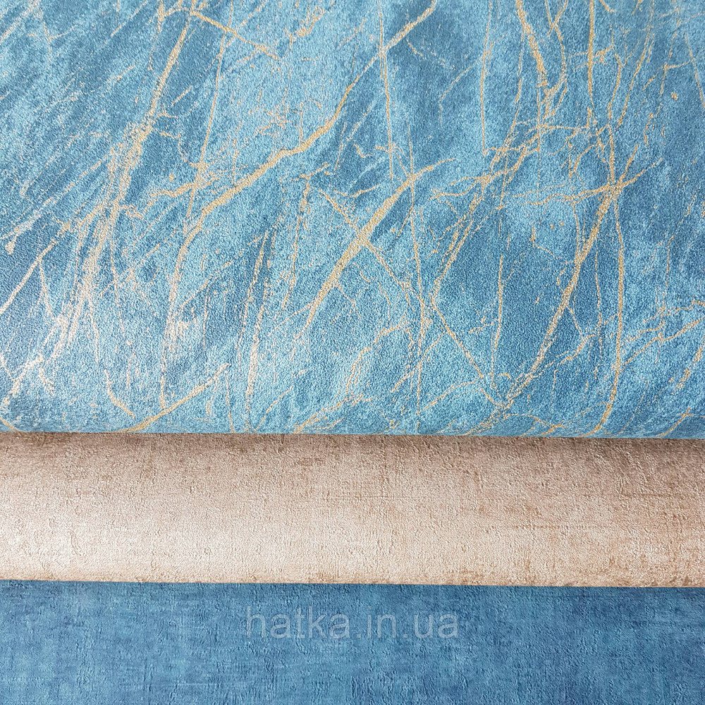 Шпалери вінілові на флізелін Rasch Factory 0.53х10,05 абстракція зріз каменю під мармур бірюзові золото 428957 Київ - фото 2