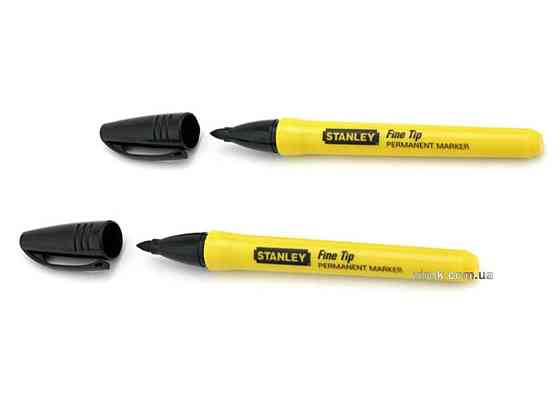 Маркер STANLEY "Fine Tip" : чорний, перманентний, загострений наконечник. 2 (Шт/Уп.) Одеса