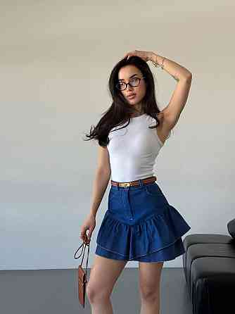 Жіноча спідниця з кокеткою-баський джинс-котон джинсовий, 44/46 Одеса