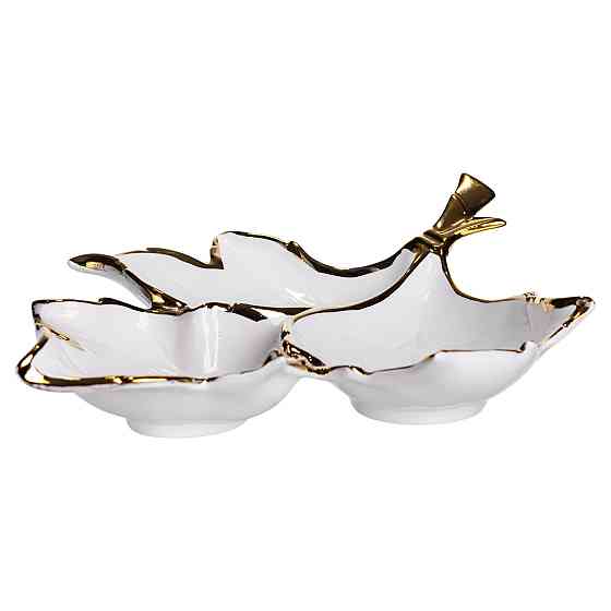 Yiwu Менажниця порцелянова на 3 секції для закусок 37×28×7.5 (см) тарілка менажниця Білий із зо Коломия