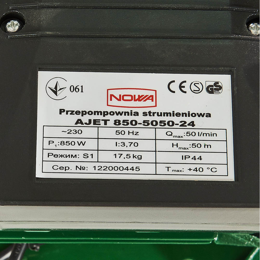 Побутова насосна станція струминна NOWA AJET 850-5050-24 : 850 Вт, 50 л/хв Київ - фото 6