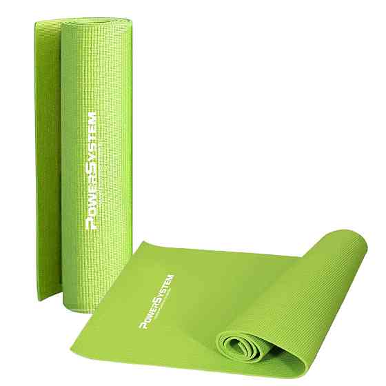 Гимнастический коврик для йоги и фитнеса Power System PS-4014 PVC Fitness-Yoga Mat зеленый, 173x61x0.6 см Киев