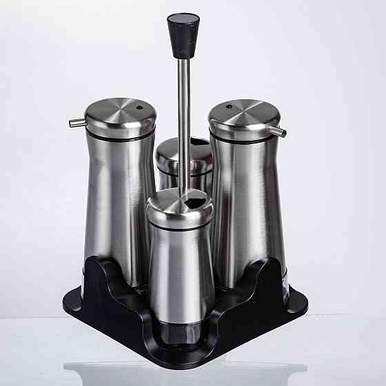 Yiwu Набір баночок для спецій та рідких текстур 4 предмети на підставці, сталь HP-1346 Коломия