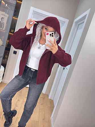 Кардиган в'язаний з капюшоном на блискавці толстовка Київ