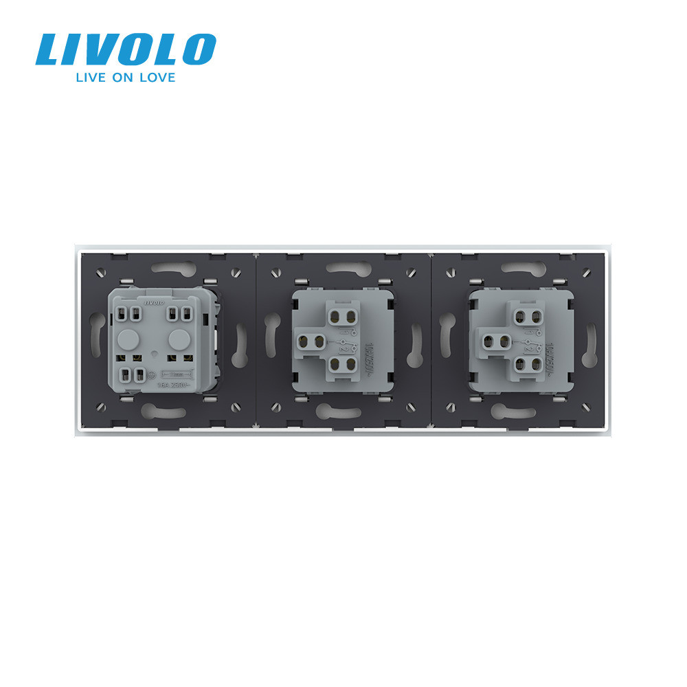 Двоклавішний вимикач (1-1) з розеткою Livolo білий скло (VL-C7K1/K1/FCTC16A-6WP) Коломыя - изображение 5