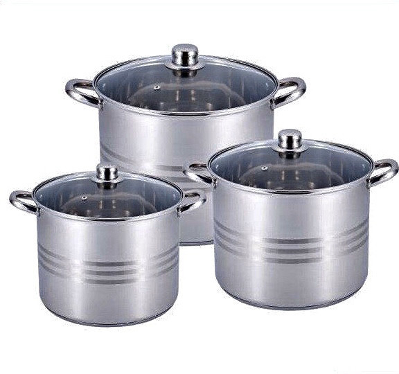 Набір каструль неірж 6 пр 11 л, 13 л, 16 л BN-215 (2 шт.) Одеса - фото 1
