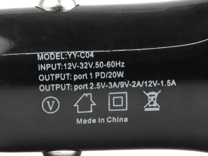 Зарядний пристрій 12В 3,0А 20Вт QC3.0 USBx1 Type-Cx1 YY-C04 Київ - фото 5