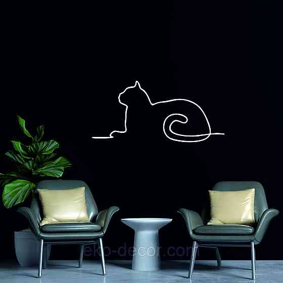 Декоративное настенное 3D Панно «Кот» Декор на стену с объемом 90*41 см, Белый Киев