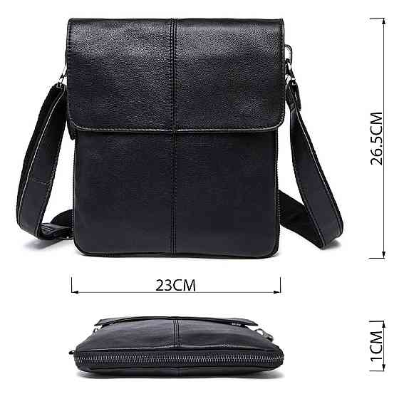 Кожаный мужской мессенджер Vintage 14884 Черный Киев