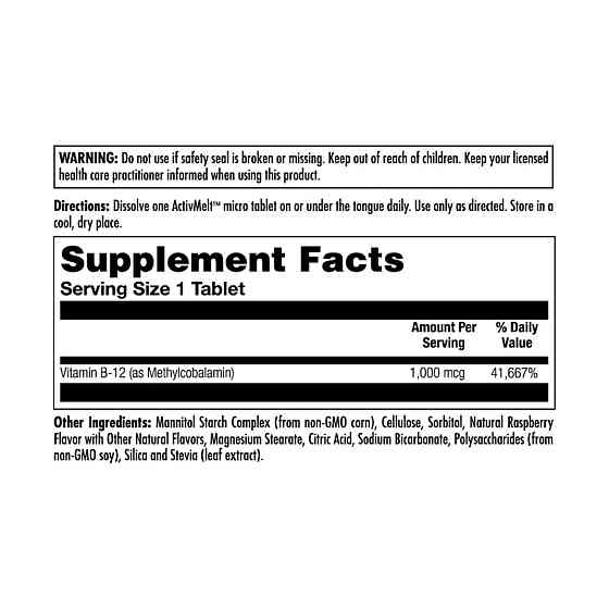 Метилкобаламін KAL B-12 Methylcobalamin 1000 mcg 90 таблеток Малина Київ