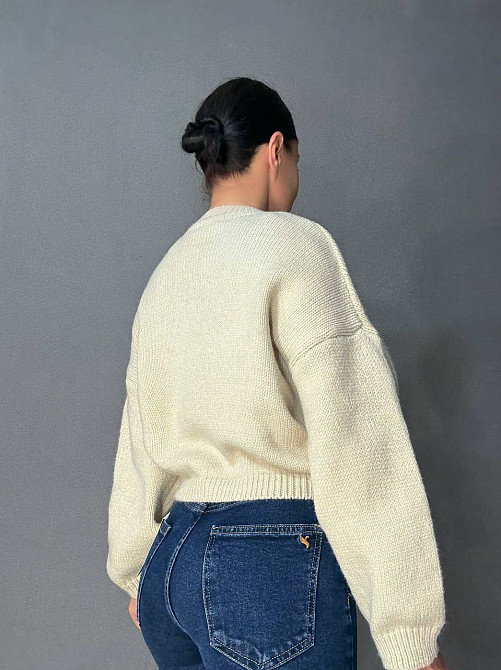 Светр жіночий Fancy Matinee 539 оверсайз однотонний, бежевий, one size Київ - фото 11