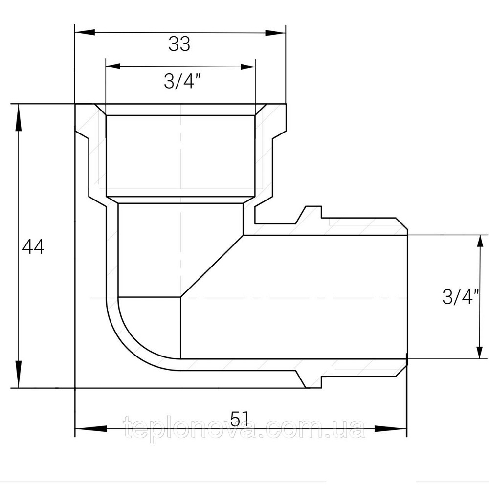 Уголок 3/4″ВН никелированный NL443S OPTIMUM Черновцы - изображение 3
