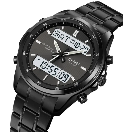 Годинник чоловічий наручний Skmei 2049 на сталевому браслеті (Чорні з білим табло) Київ