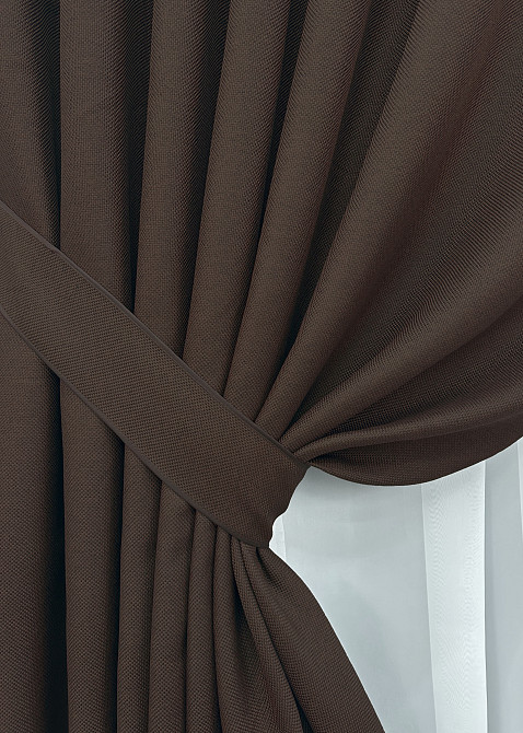 Комплект готових штор VR-Textil Льон-блекаут Льон Мішковина № 291ш Венге 100х270см 2 шт (31-044) Київ - фото 13