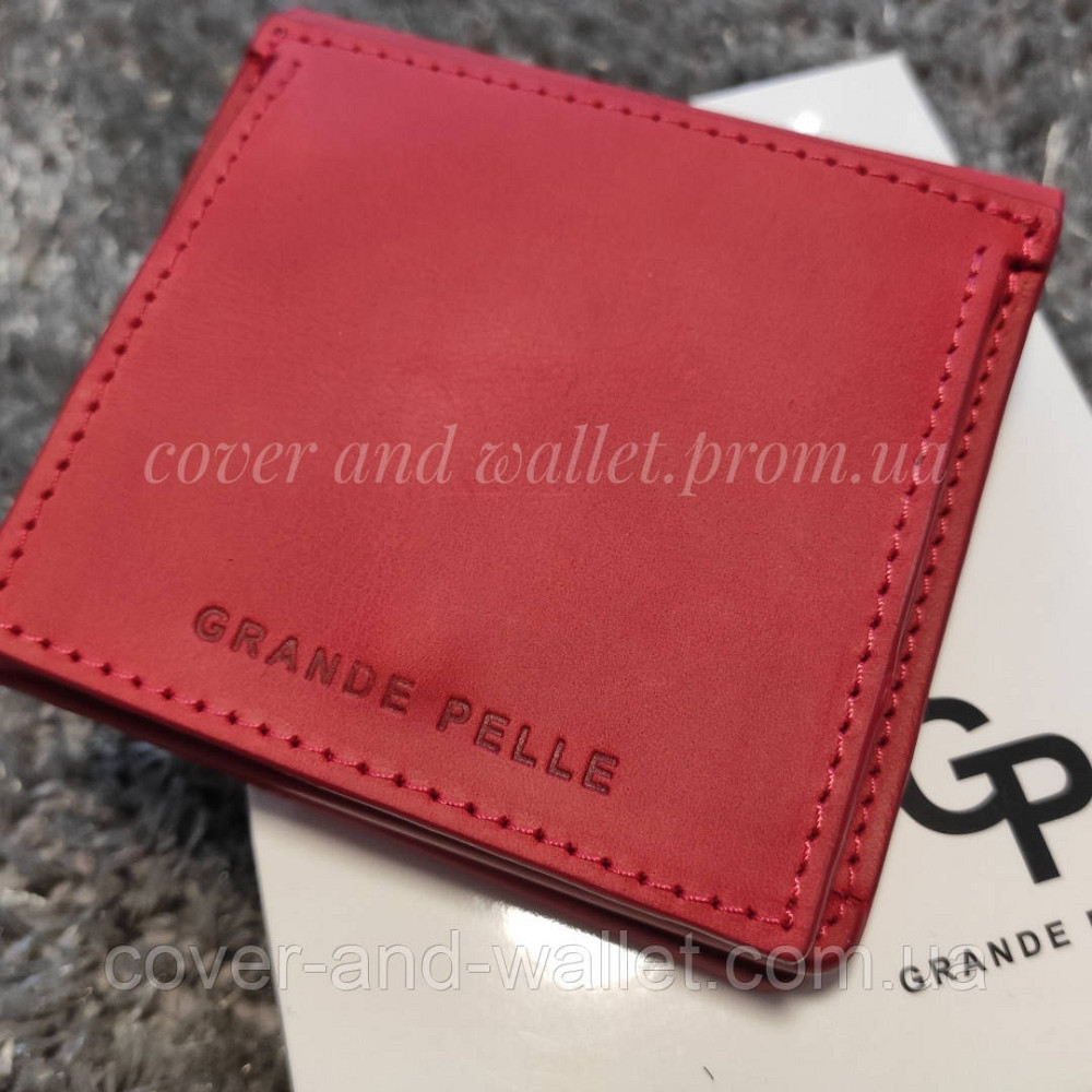 Червоний невеликий шкіряний жіночий гаманець ручної роботи Grande Pelle Lettera Київ - фото 5