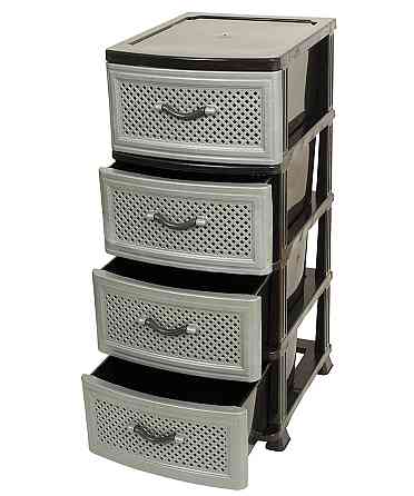 Комод пластиковий Efe Plastics 4 ящики 90х46х38, сітка, чорно-сірий* Одеса