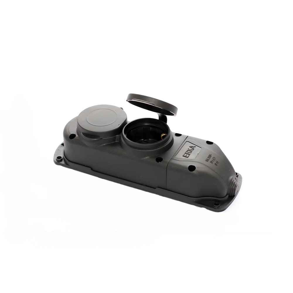 Колодка подвійна ERKA 6002 з заглушками 2 х 16 А (каучук) Київ - фото 1