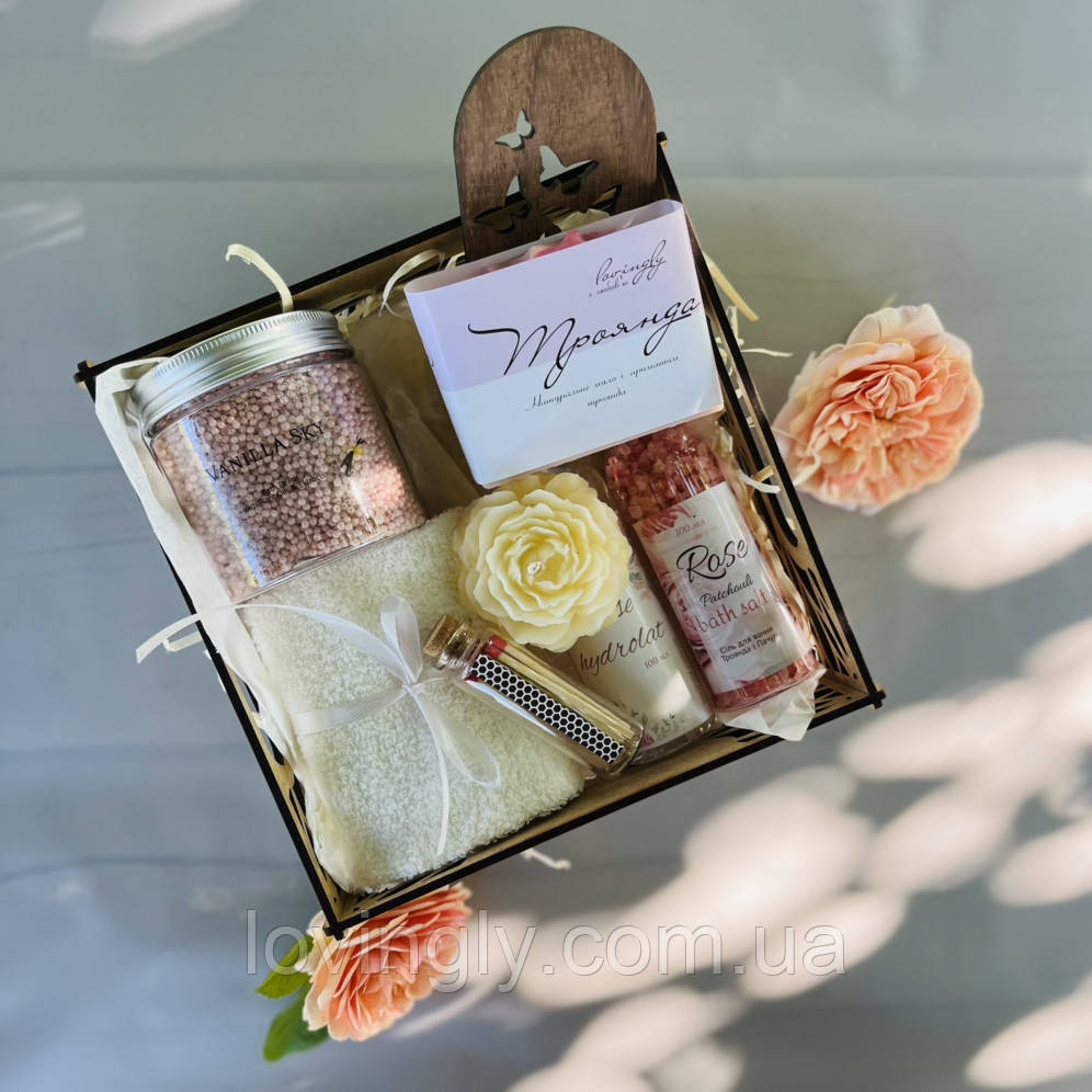 Подарочный набор для женщин с ароматом розы: косметика ручной работы, свеча, соль, гидролат. Ирпень - изображение 4