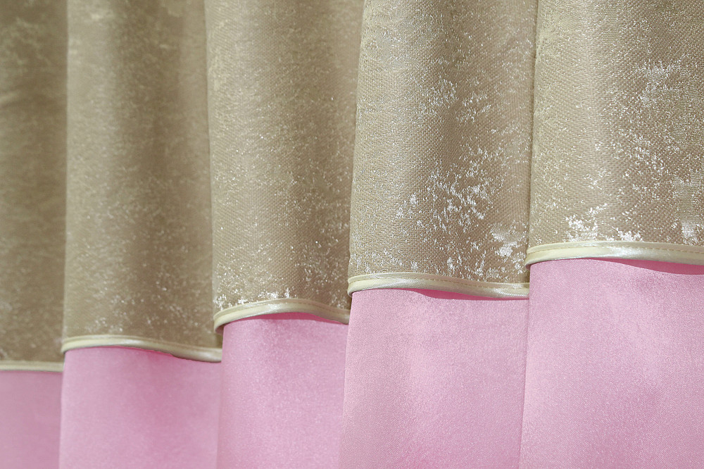 Кухонные шторы VR-Textil № 073к с ламбрекеном и подхватами розовый с бежевым 270х170 см (52-0291) Киев - изображение 5