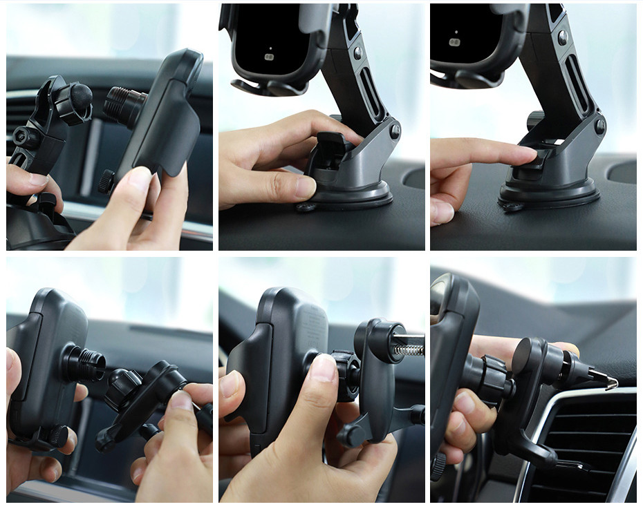 Автомобільний тримач для телефона з бездротовою зарядкою Baseus Light Electric 15 W WXHW03-01 (Чорний) Николаев - изображение 9