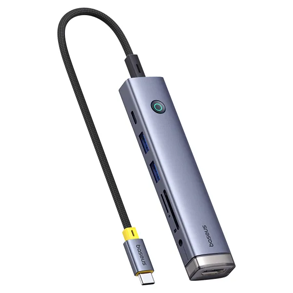 USB-хаб Baseus UltraJoy Series 7-Port HUB AIR Space Grey (Type-C to HDMI4K@60Hz*1+USB3.0*2+PD*1+SD/TF3.0*1+3.5mm*1) Одесса - изображение 1