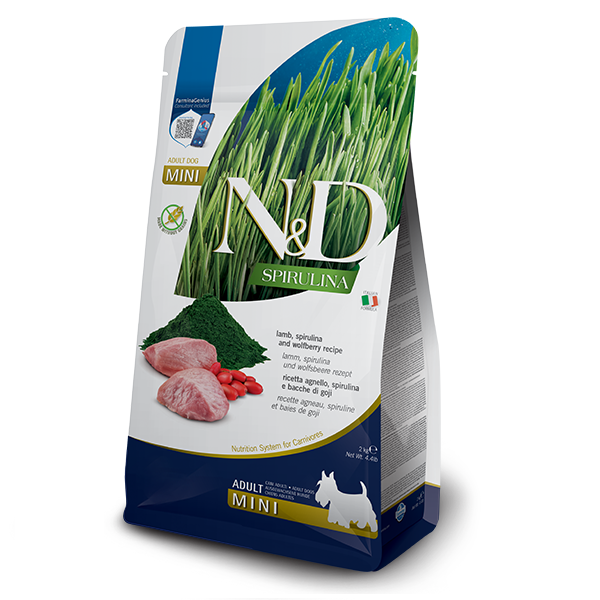 Сухой беззерновой корм Farmina N&D Spirulina для взрослых собак мелких пород с ягненком, спирулиной и ягодами годжи, 2 кг Киев - изображение 1