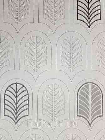 Шпалери вінілові на флізелін AS creation New-life геометрія фігури під листя чорні сірі на білому Київ