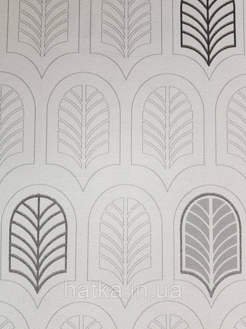 Шпалери вінілові на флізелін AS creation New-life геометрія фігури під листя чорні сірі на білому Київ - фото 3