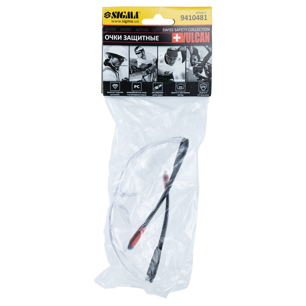 Очки защитные Vulcan anti-scratch, anti-fog (прозрачные) SIGMA (9410481) Ровно - изображение 3