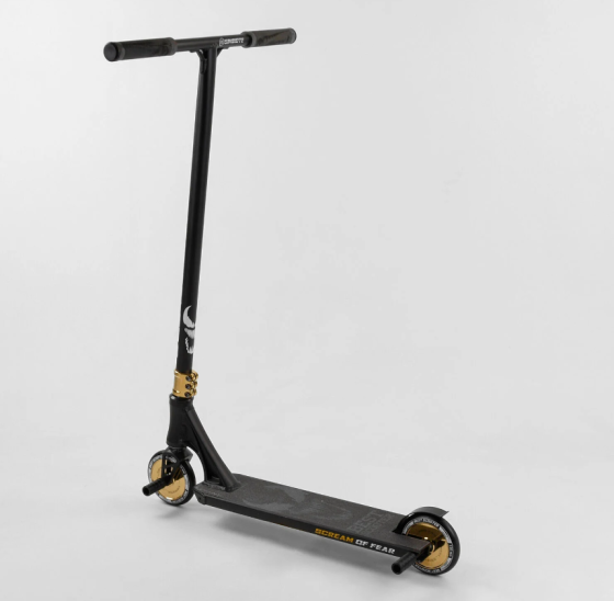 Самокат трюковий Best Scooter "SIMBIOTE" HIC-система ПЕГІ алюмінієвий диск та дека колеса 120 мм PU в коробці Чорний з принтом Чернігів