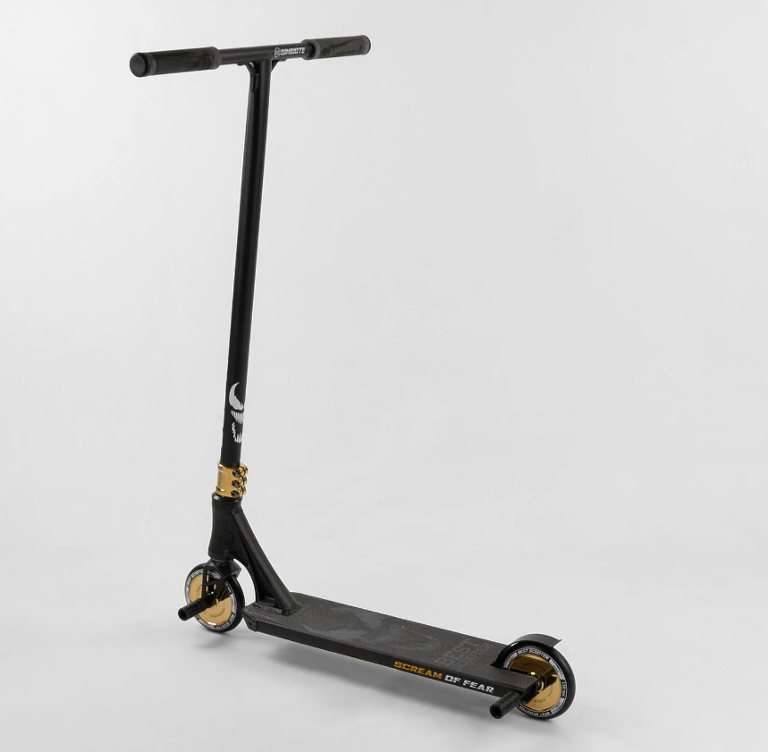 Самокат трюковий Best Scooter "SIMBIOTE" HIC-система ПЕГІ алюмінієвий диск та дека колеса 120 мм PU в коробці Чорний з принтом Чернігів - фото 4