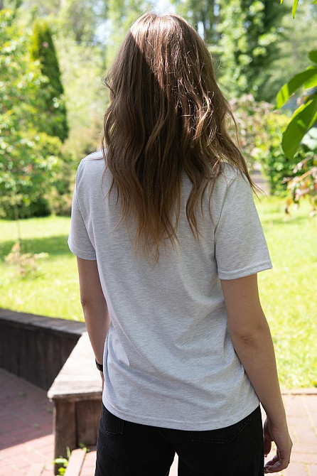 Вышиванка женская с коротким рукавом, белый меланж, хлопок топ Киев - изображение 3