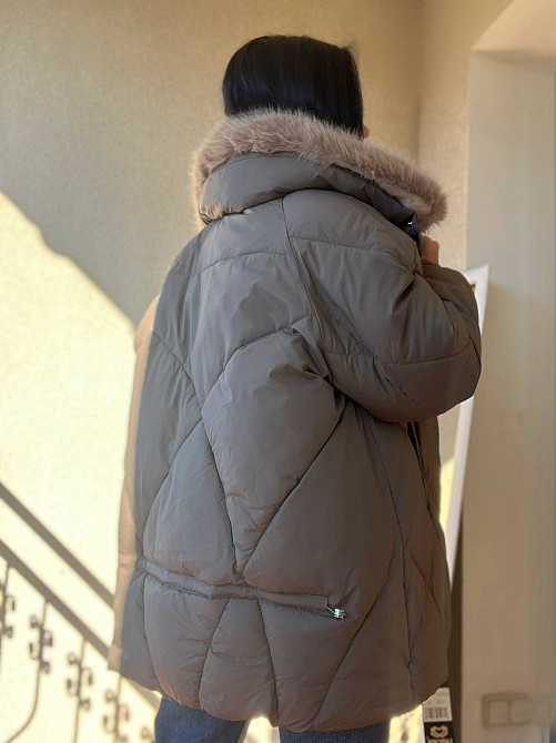 Куртка жіноча Lady Yep 9051 парка подовжена широка оверсайз хутро комір, коричневий, 44-48 Одеса - фото 4