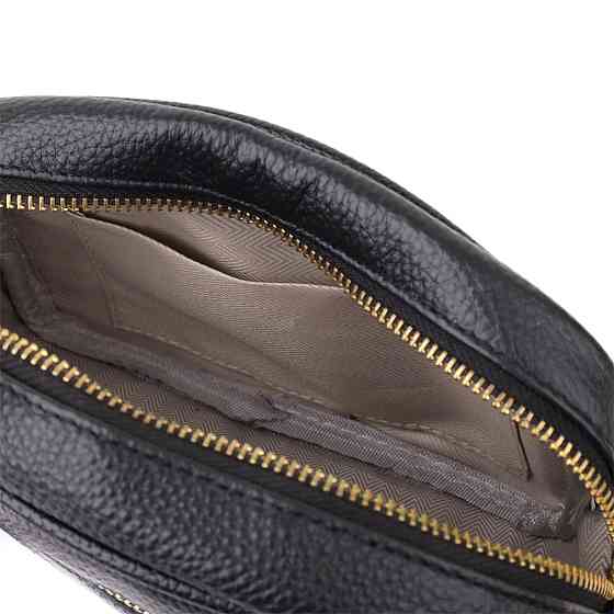 Компактная стеганая сумка для женщин из натуральной кожи Vintage 22894 Черный Киев