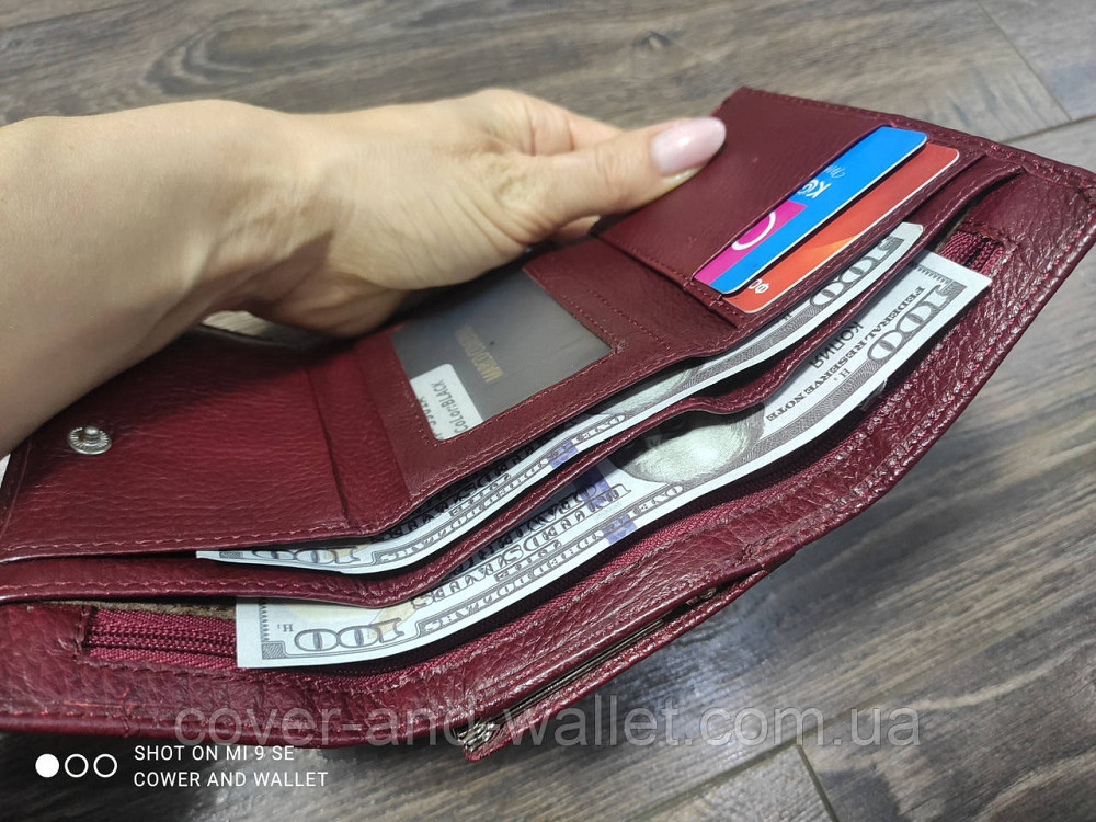 Компактний жіночий гаманець бордового кольору із натуральної шкіри ST 617-1 Київ - фото 3