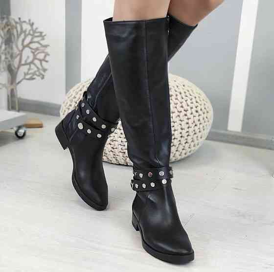 Nivelle Красиві жіночі зимові чоботи шкіряні на низькому ходу чорні на хутрі 5466/2517 р. 39, 4 Коломия