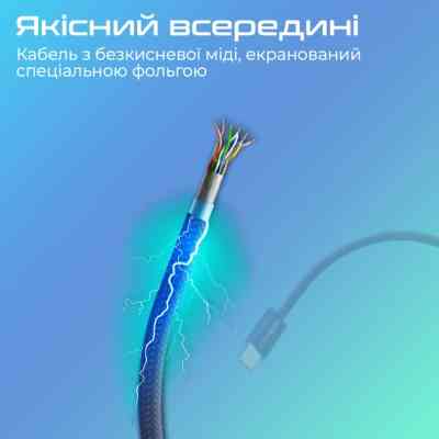 Дата кабель USB-C to Lightning ecoline-ci120.navy Promate (ecoline-ci120.navy) Вінниця