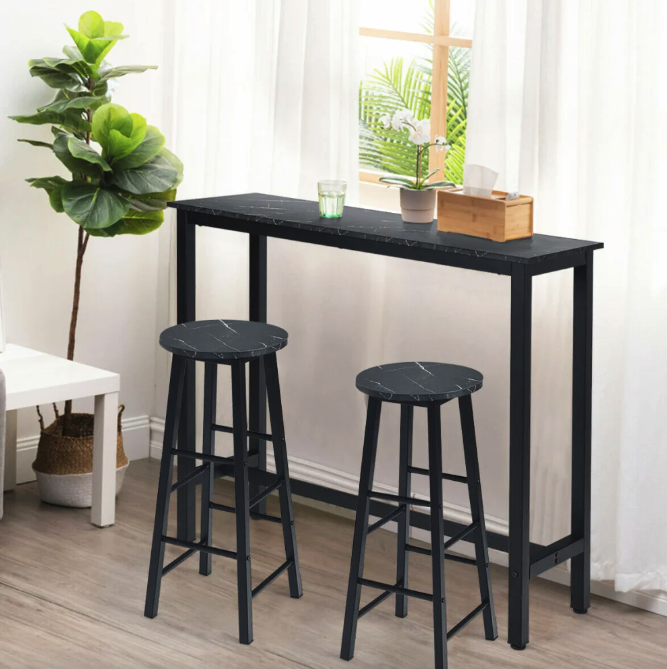 Комплект стільців Costway Eugad з підставкою для ніг чорний Київ - фото 3