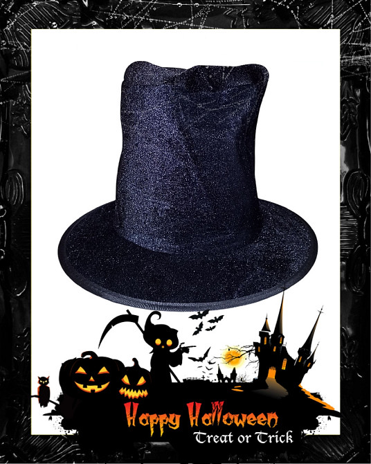 Капелюх циліндр без малюнку на Хелловін one size чорний Київ - фото 1