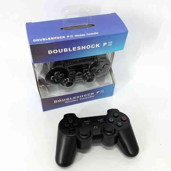 Игровой беспроводной геймпад Doubleshock PS3/PC аккумуляторный джойстик с функцией вибрации. Цвет: черный XZ-69 Львов