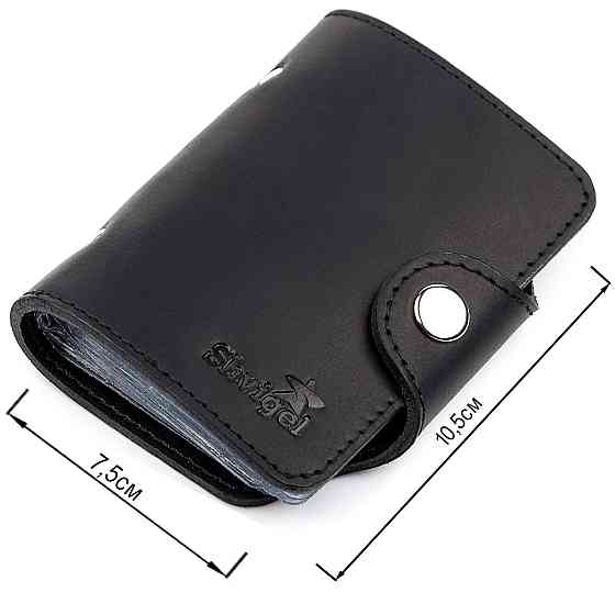 Візитниця вертикальна Shvigel 13909 шкіряна Чорна Київ