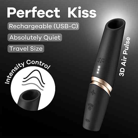 Вакуумний стимулятор Satisfyer Perfect Kiss, магнітна технологія 3D Air Pulse, 30 режимів роботи Sex Aura Київ