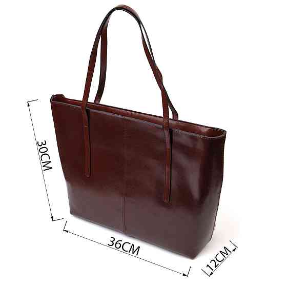 Практична сумка шоппер із натуральної шкіри Коричнева (Vintage) Київ