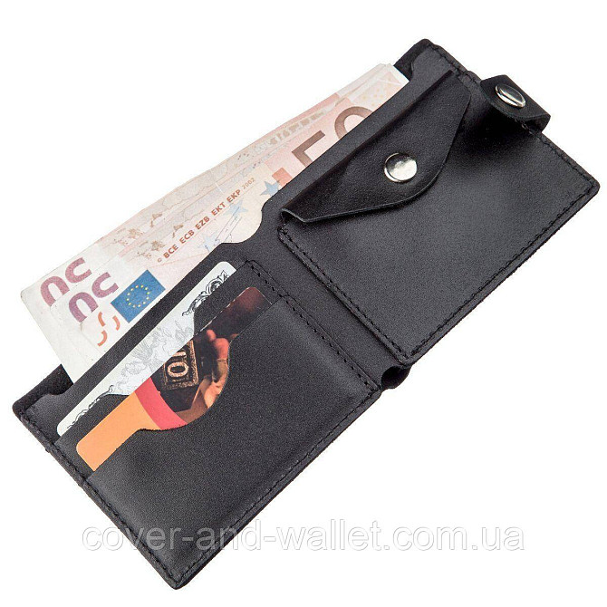 Тонкий шкіряний чоловічий гаманець на кнопці ST Leather Київ - фото 3