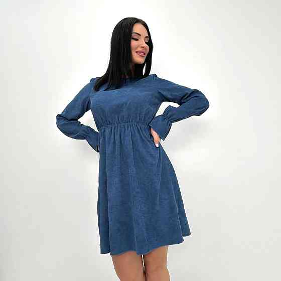 Вельветова сукня із завищеною талією "Wesley" оптом | Норма | Розпродаж моделі Джинс, 46-48 Київ