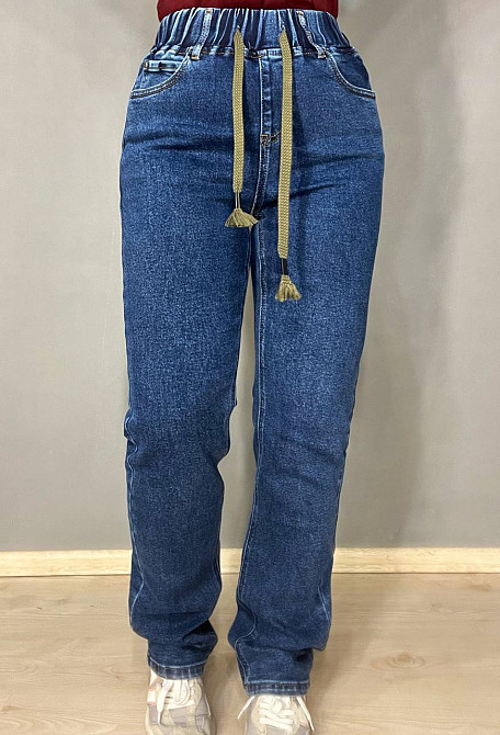Джинси жіночі Vanver 8023 MOM STRAIGHT jeans comfort рівні стрейчеві талія на резинці шнурок сині, синій, З6, 36, 94 см, 116 см Київ - фото 14