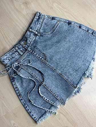 Шорты-юбка женские Vanver 221-225 джинсовые на запах с завязкой голубые, голубой, 26, 26, 70 см, 99 см Киев