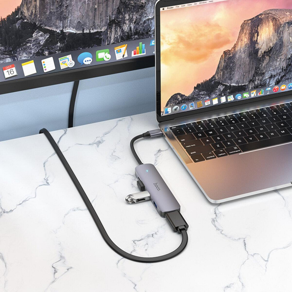 USB хаб HOCO HB27 5в1 адаптер Type-C з Power Delivery портами USB 2.0 3.0 HDTV конвертер 6931474769329 Одеса - фото 6